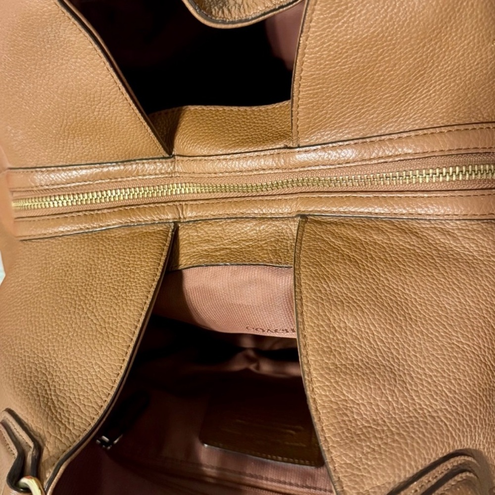 Coach Edie Brown Pebbled Leather Bag - Picture 8 of 9